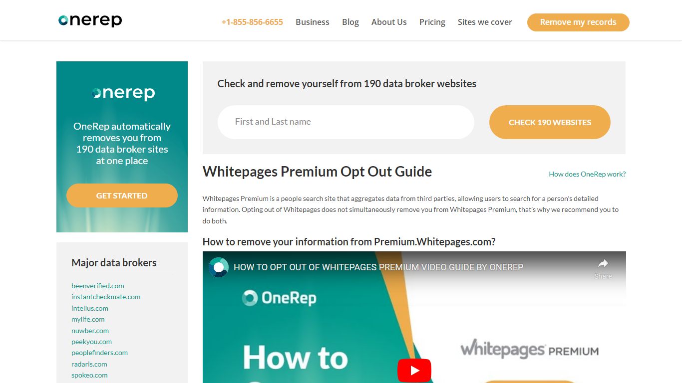 Whitepages Premium Opt Out | Remove Yourself | OneRep