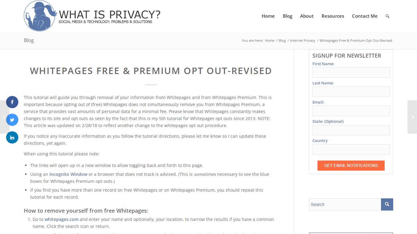 Whitepages Free & Premium Opt Out-Revised - What Is Privacy?