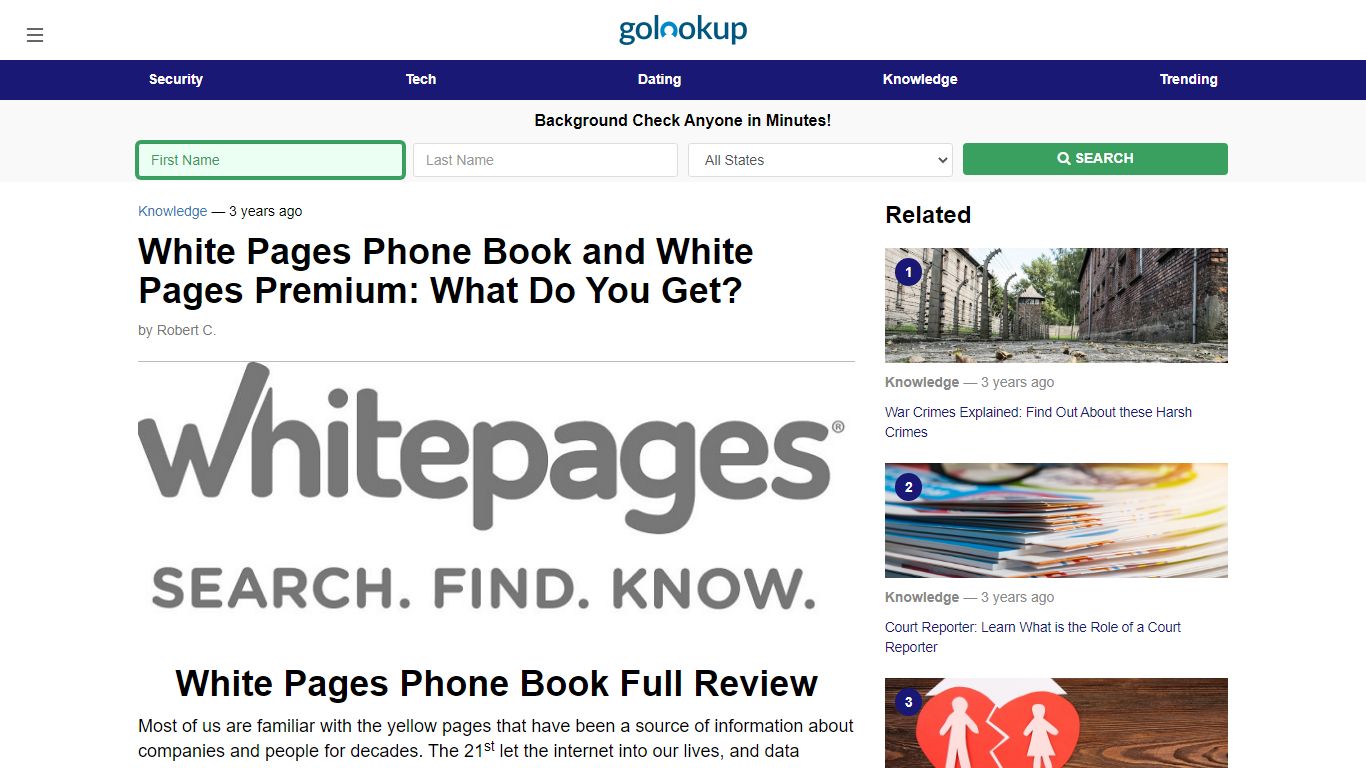 White Pages Premium, White Pages Phone Book - GoLookUp